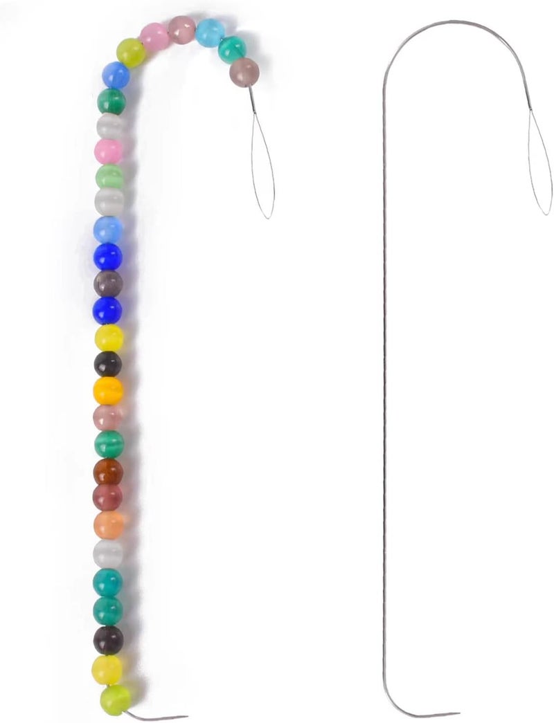 AUTEMOJO Big Eye Beading pin with Handle, 5.3 "Stainless Steel Beading pin is Used for Bead Rotating Machine, Plastic Loose Beads, Glass Beads, DIY Handmade Beading Bracelet,Necklace Decorations (2 Pieces) - Image 1